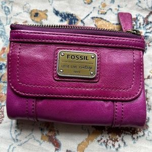 Fossil raspberry leather small wallet